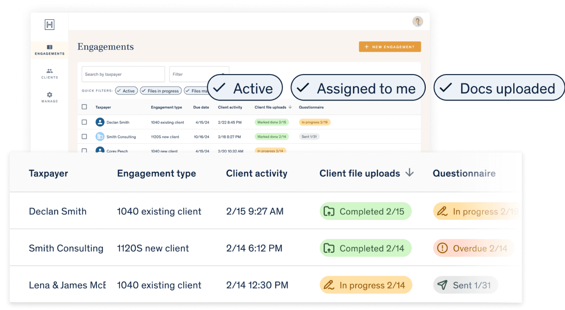 Harness Client Portal mockup